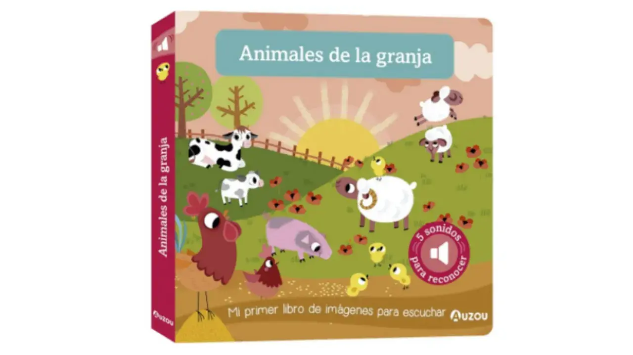 Libros bebe 9 meses: "Animales de la granja" con vaca, ovejas, pollitos y gallina. ¡Sonidos para reconocer!