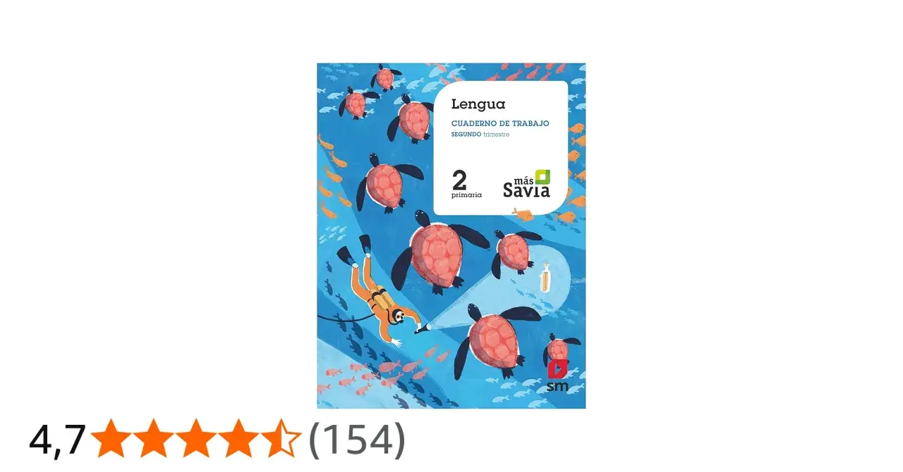 Portada del cuaderno de trabajo de Lengua para segundo trimestre de primaria, con tortugas marinas y un buceador.
