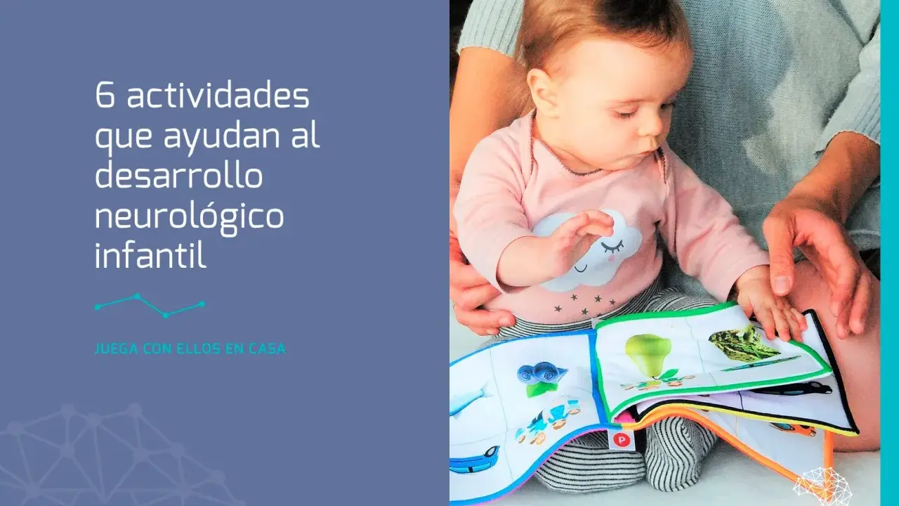 Bebé explorando un libro interactivo, fomentando el desarrollo neurológico infantil. ¡Juega con ellos en casa!