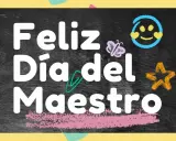 Feliz Día del Maestro. Celebrando a quienes inspiran y guían. Con mariposa, estrella y carita feliz.