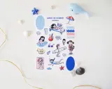 Abecedario de letras para imprimir con temática de verano: chicas disfrutando de la playa, piscina y helados.
