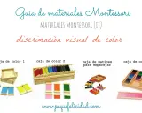 Guía de materiales Montessori: cajas de colores y matices para actividades sensoriales para niños.