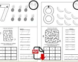 Hojas de grafomotricidad de números del 1 al 10 para imprimir, con actividades de trazo, laberintos y colorear.
