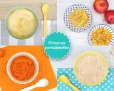 Primeros purés para un bebé de 1 mes: zanahoria, manzana y avena.
