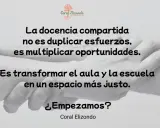 Manos entrelazadas, símbolo de colaboración. Frases sobre diversidad y justicia educativa: "La docencia compartida no es duplicar esfuerzos, es multiplicar oportunidades. Es transformar el aula y la escuela en un espacio más justo.