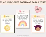 Tarjetas con dedicatorias para niños de primaria: "Es maravilloso ser yo mismo/a", "No necesito ser perfecto/a para ser increíble" y "Cuando cometo errores también aprendo".