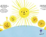 Sol y lunas sonrientes, como en libros infantiles famosos, juegan con el tiempo. ¿Qué será ese punto morado?
