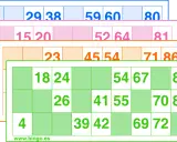 Variados cartones de bingo para imprimir con números en diferentes colores. ¡Listos para la diversión!