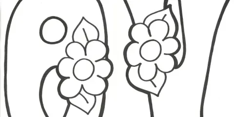 Letras "A" y "V" decoradas con flores, listas para colorear. Ideales para actividades de letras primavera para colorear.