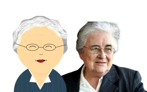 Dos retratos de una mujer mayor con gafas, uno animado y otro real, evocan a pedagogas famosas.