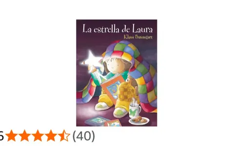 La estrella de Laura, un cuento sobre una niña leyendo bajo una manta colorida con su osito.