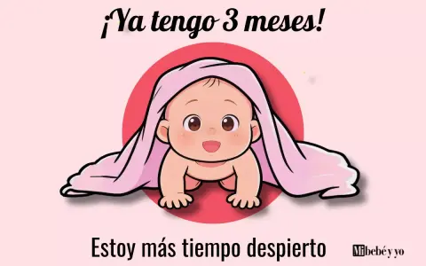 ¡Ya tengo 3 meses! Este bebé de 3 meses está más tiempo despierto, cubierto con una manta rosa.