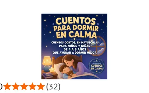 Ilustración de un libro de cuentos relajantes para niños, con una madre besando a su hijo en la cama.