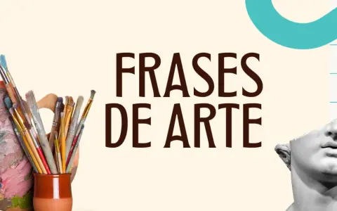 Pinceles y paleta de artista junto a un busto clásico, con el texto "Frases de Arte para niños".