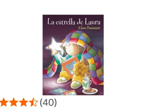 La estrella de Laura, un cuento sobre una niña leyendo bajo una manta colorida con su osito.