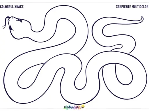Serpiente para colorear, ideal como fichas para niños de 7 a 8 años para imprimir. ¡A crear un arcoíris!