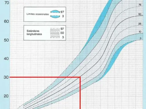 Gráfico de crecimiento niños: curvas de percentiles para seguimiento longitudinal.