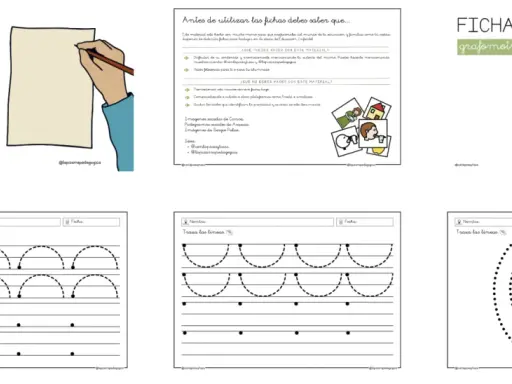 Fichas de otoño infantil 3 años para grafomotricidad. Incluyen trazos de líneas y espirales para practicar.