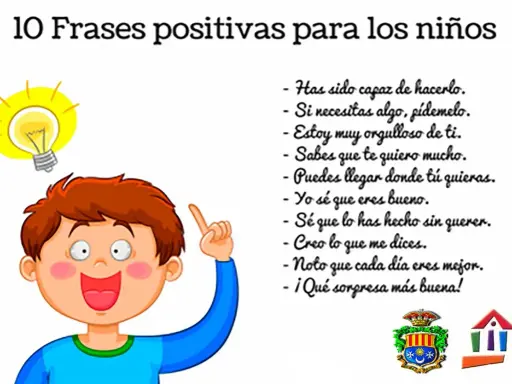 Un niño con una bombilla sobre su cabeza, rodeado de bonitas frases de igualdad cortas para niños.