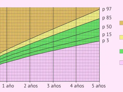 Gráfica de peso por edad. El percentil 80 se ubica en la zona de riesgo de sobrepeso para niños de 3 años.