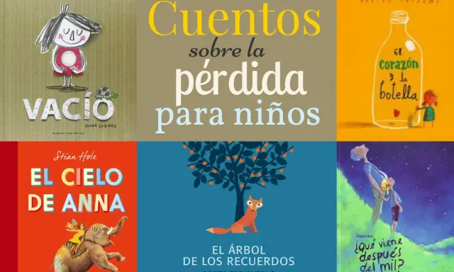 Colección de libros infantiles, incluyendo "Vacío", "El Cielo de Anna" y "El Árbol de los Recuerdos", que abordan temas como la pérdida y la muerte.
