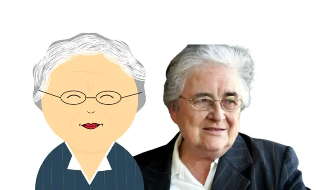 Dos retratos de una mujer mayor con gafas, uno animado y otro real, evocan a pedagogas famosas.