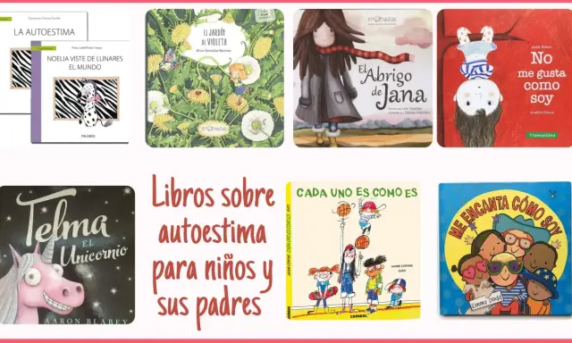 Colección de libros sobre autoestima para niños. Incluye títulos como "La autoestima", "El jardín de Violeta" y "No me gusta como soy".
