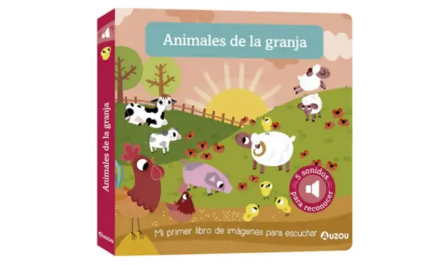 Libros bebe 9 meses: "Animales de la granja" con vaca, ovejas, pollitos y gallina. ¡Sonidos para reconocer!