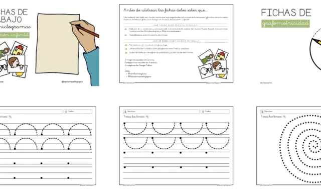 Fichas de otoño infantil 3 años para grafomotricidad. Incluyen trazos de líneas y espirales para practicar.