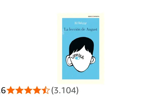 Portada del libro "Wonder: La lección de August". Ideal para todas las edades, fomenta la empatía y la aceptación.