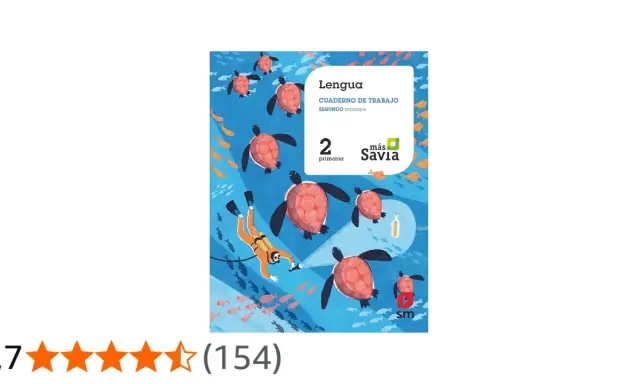 Portada del cuaderno de trabajo de Lengua para segundo trimestre de primaria, con tortugas marinas y un buceador.