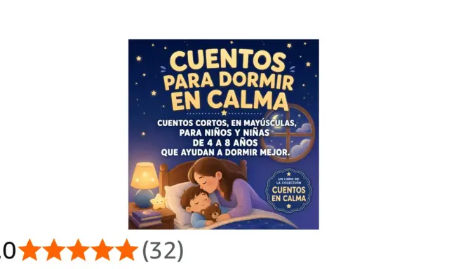 Ilustración de un libro de cuentos relajantes para niños, con una madre besando a su hijo en la cama.