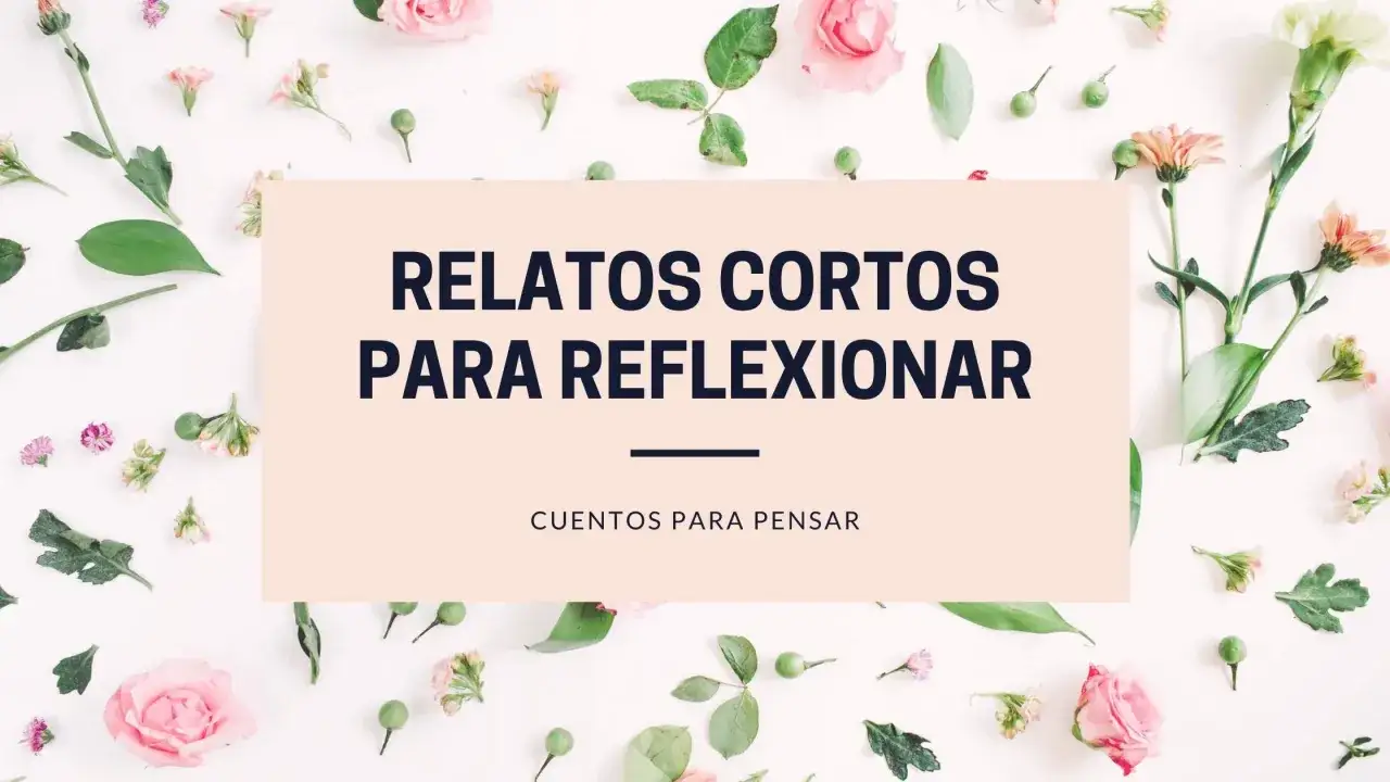 Relatos cortos para reflexionar sobre uno mismo, rodeados de delicadas flores y hojas verdes.