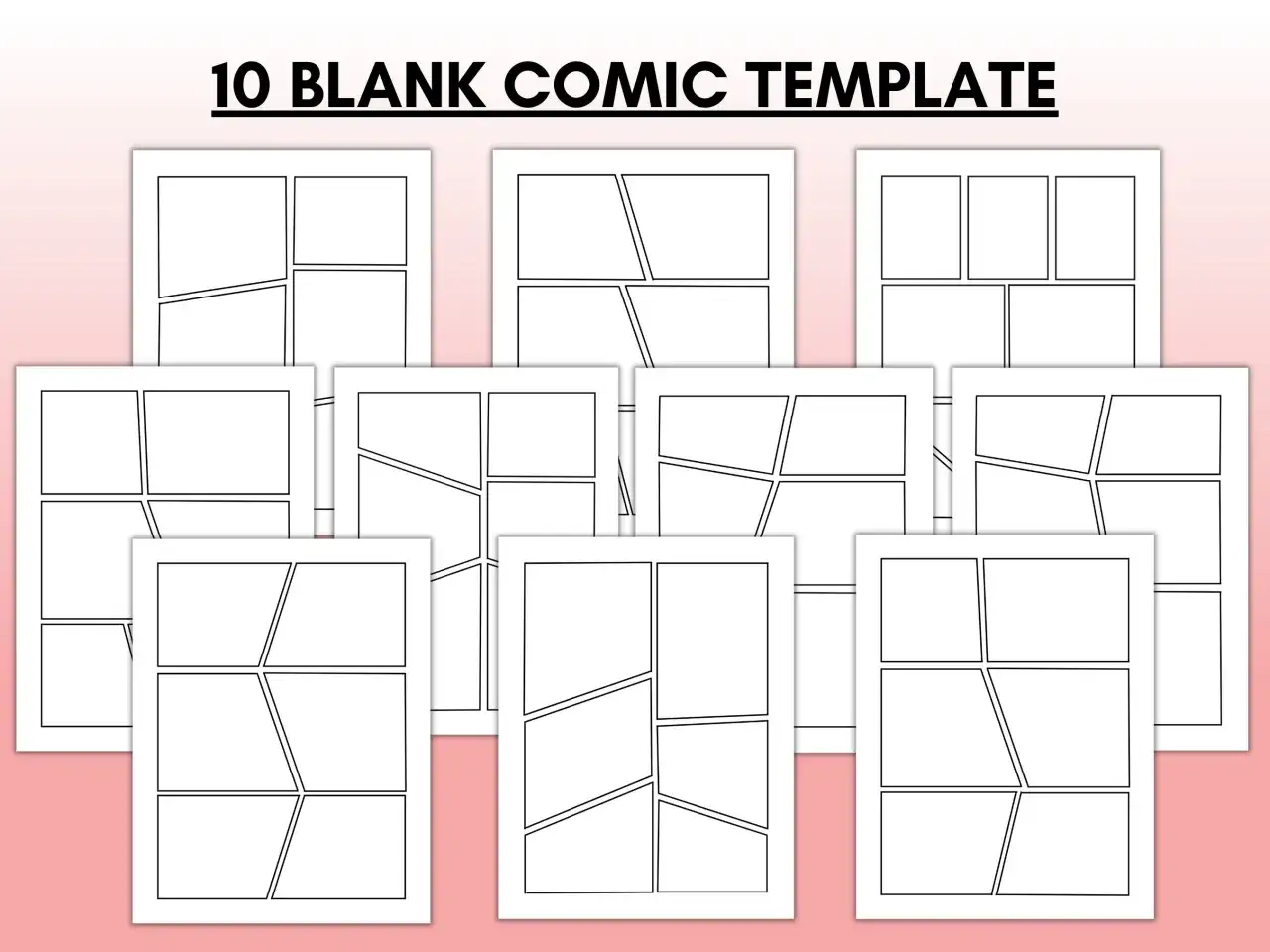 Plantillas de comic de 8 vi&ntilde;etas, listas para dibujar tu pr&oacute;xima gran historia.