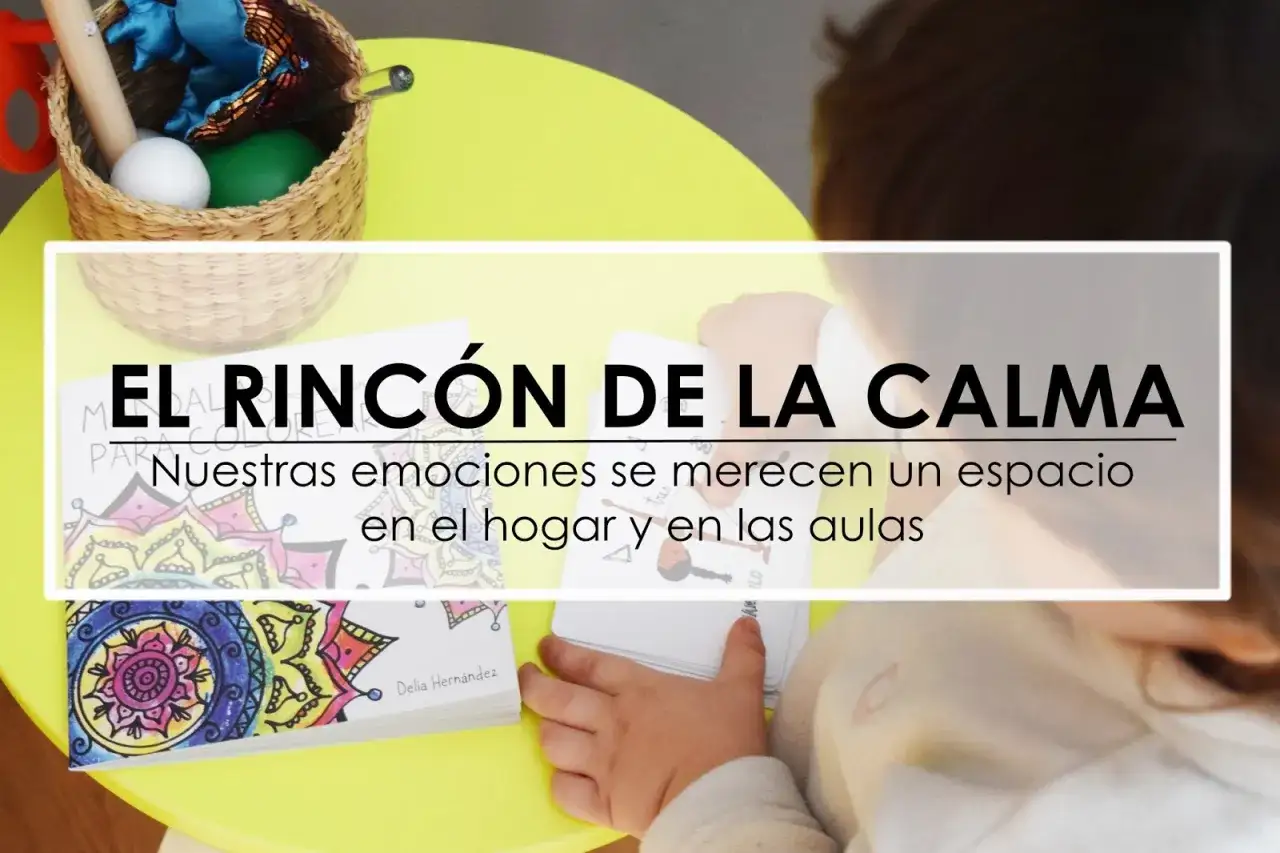 Un ni&ntilde;o explora tarjetas de emociones en un rinc&oacute;n de la calma Montessori.